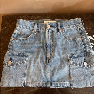 Denim Forum cargo Blue Mini Skirt with Front Pockets
